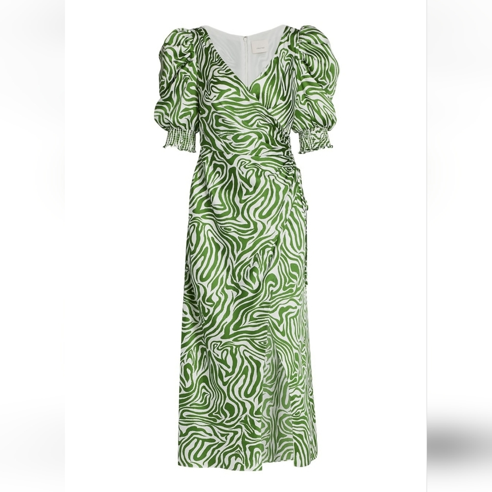 Cinq a Sept Kacy Zebra Print Puff-Sleeve Wrap Sheath Dress